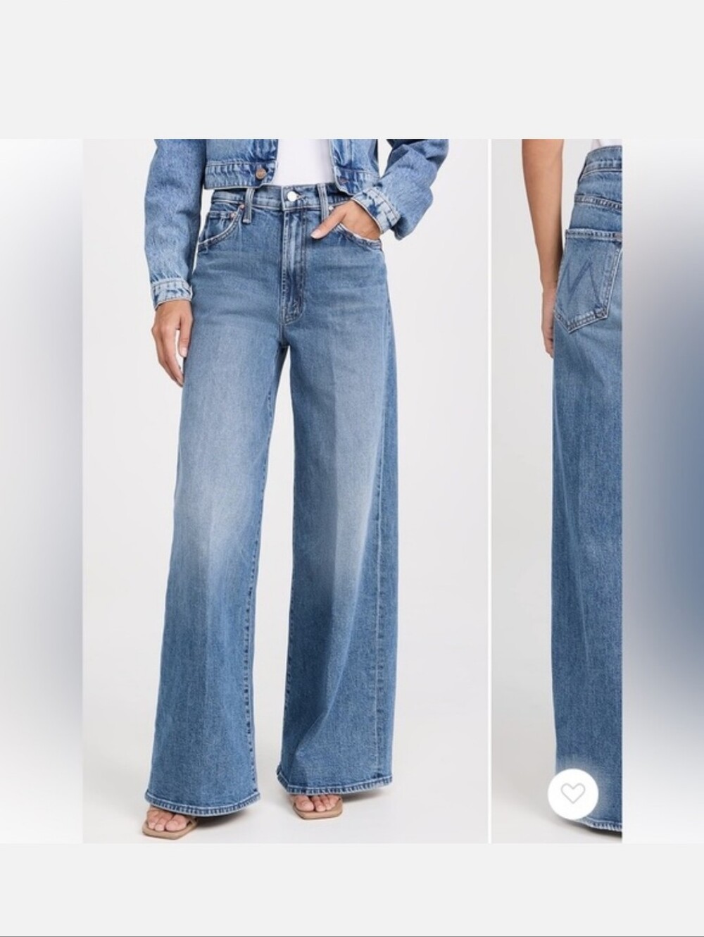 Mother The Ditcher Roller Zip Skimp Jeans High Rise Wide Leg Blue Size 25